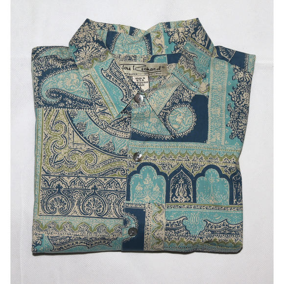 Tori Richard Men's Short Sleeve Button Front Shirt Size Large - Picture 4 of 6